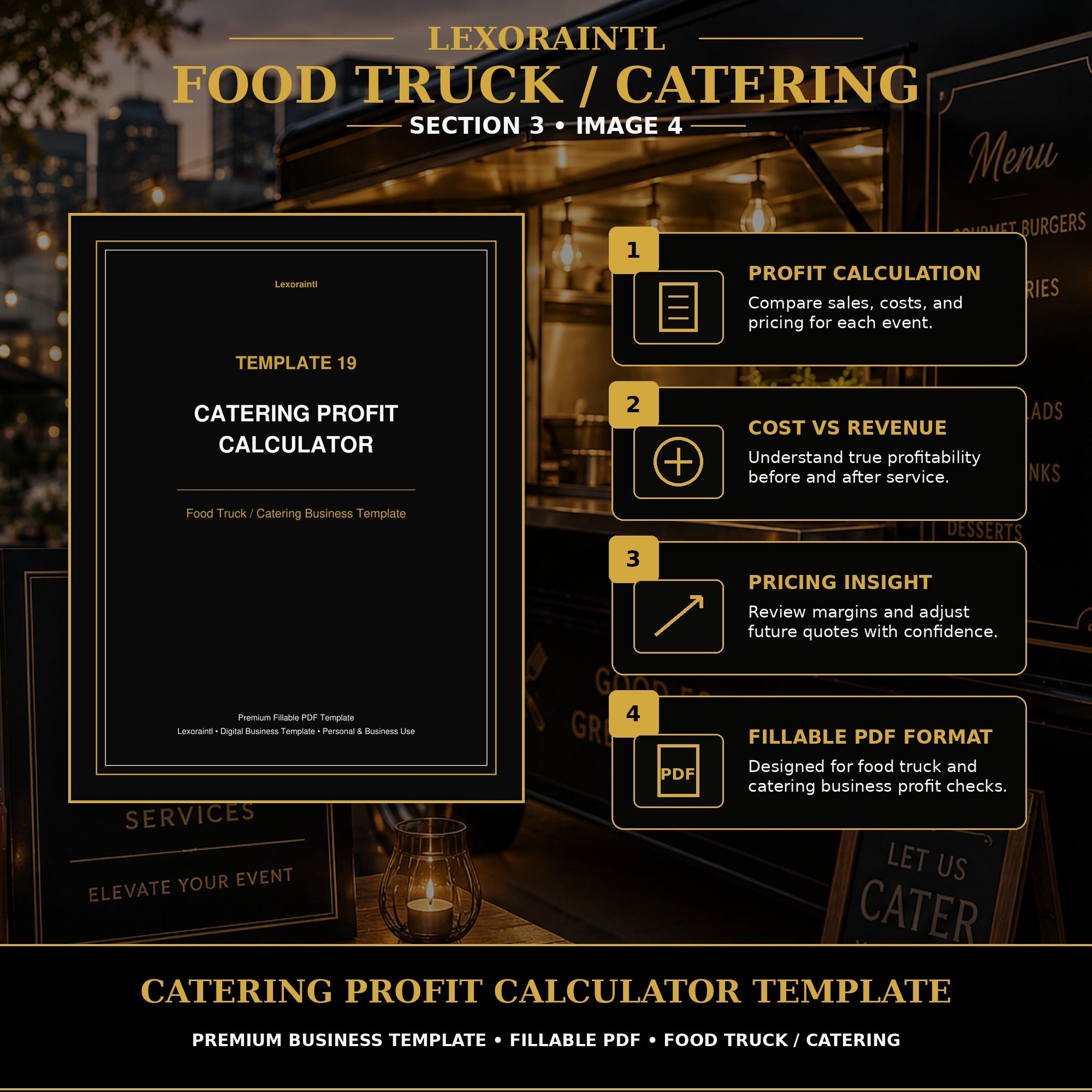Catering Profit Calculator Template — Fillable PDF + Excel