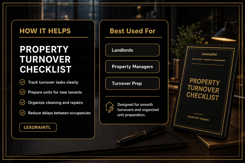Property Turnover Checklist Template | Fillable PDF for Landlords, Airbnb Hosts & Property Managers