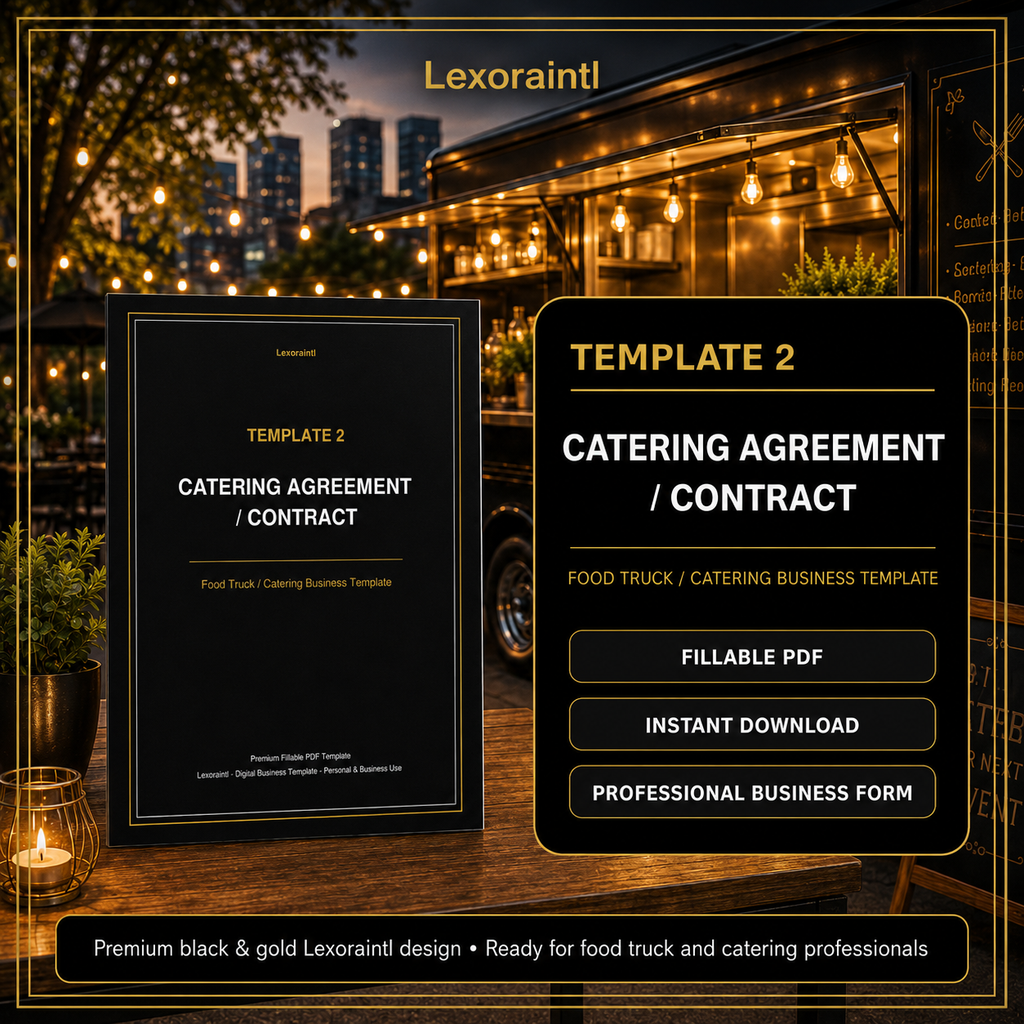 Catering Agreement / Contract Template — Fillable PDF