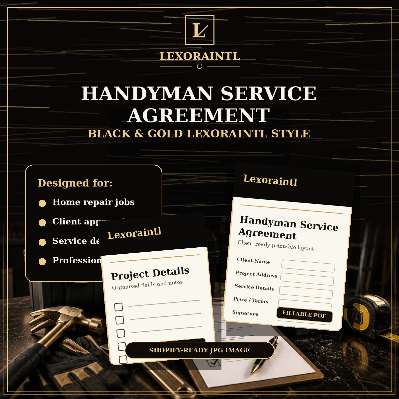 Handyman, Home Repair, Agreement, Contract, Fillable PDF, Digital Template