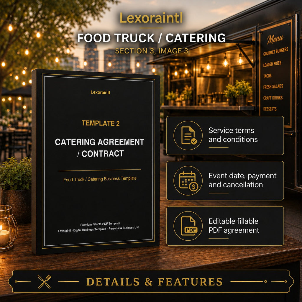 Catering Agreement / Contract Template — Fillable PDF