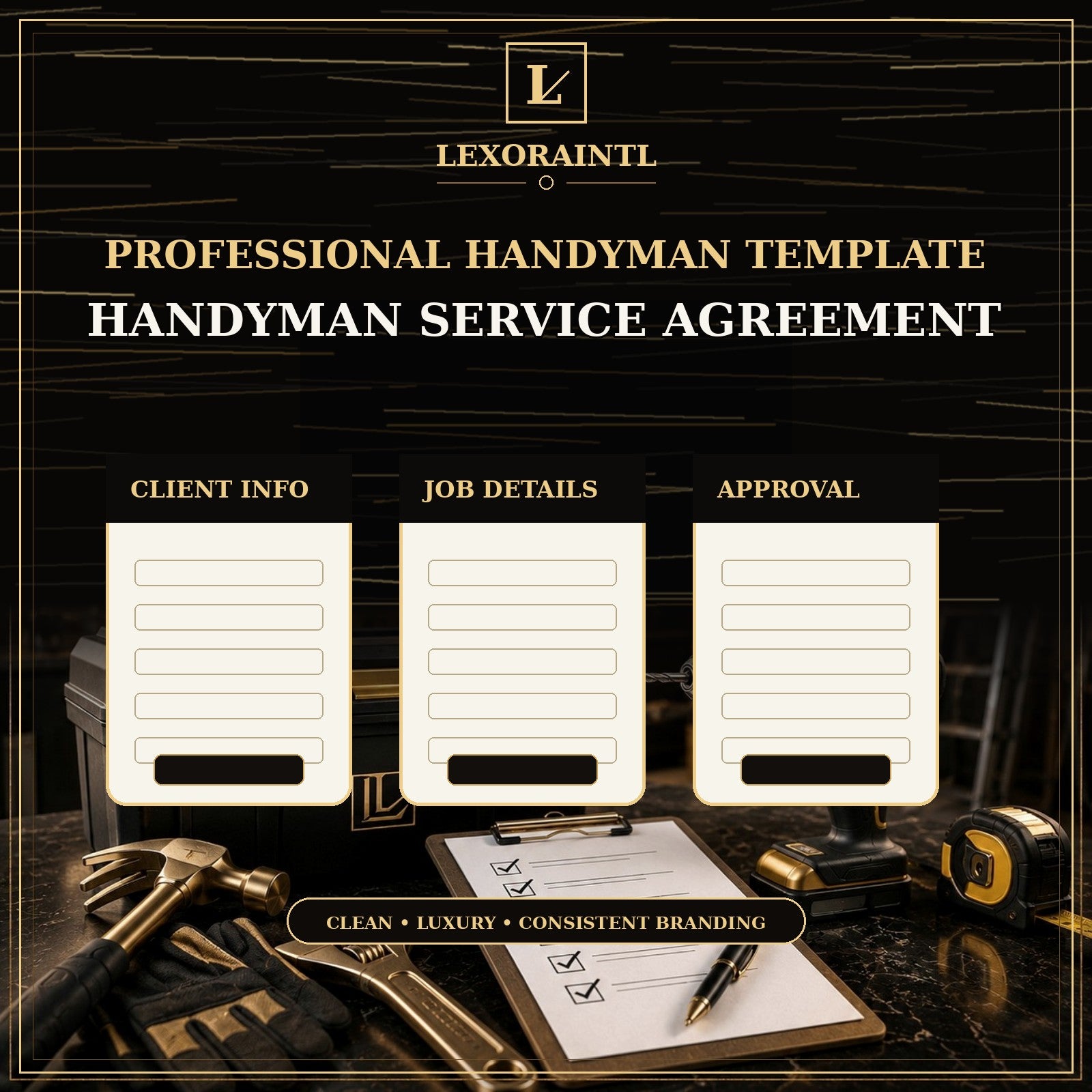 Handyman, Home Repair, Agreement, Contract, Fillable PDF, Digital Template