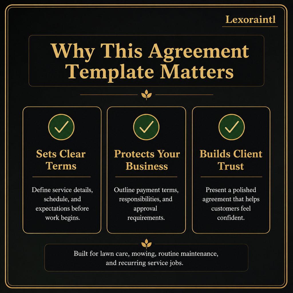 Lawn Care Service Agreement Template – Fillable PDF