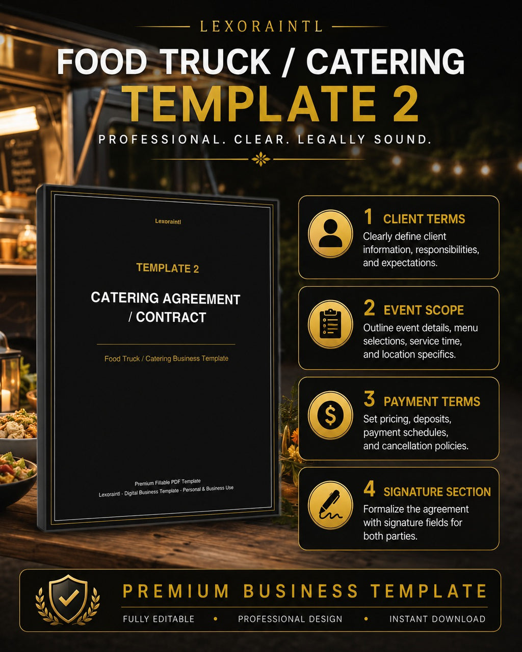 Catering Agreement / Contract Template — Fillable PDF