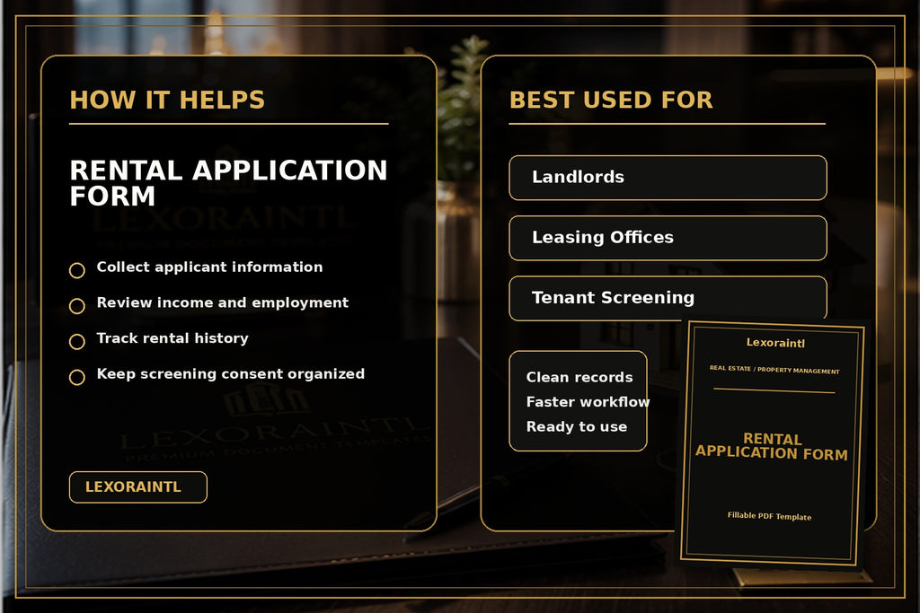 Rental Application Form Template | Fillable PDF for Landlords & Property Managers