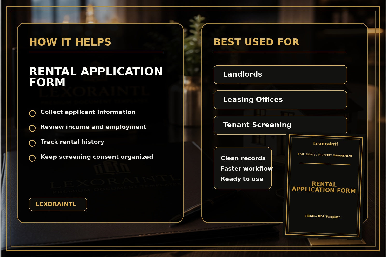 Rental Application Form Template | Fillable PDF for Landlords & Property Managers