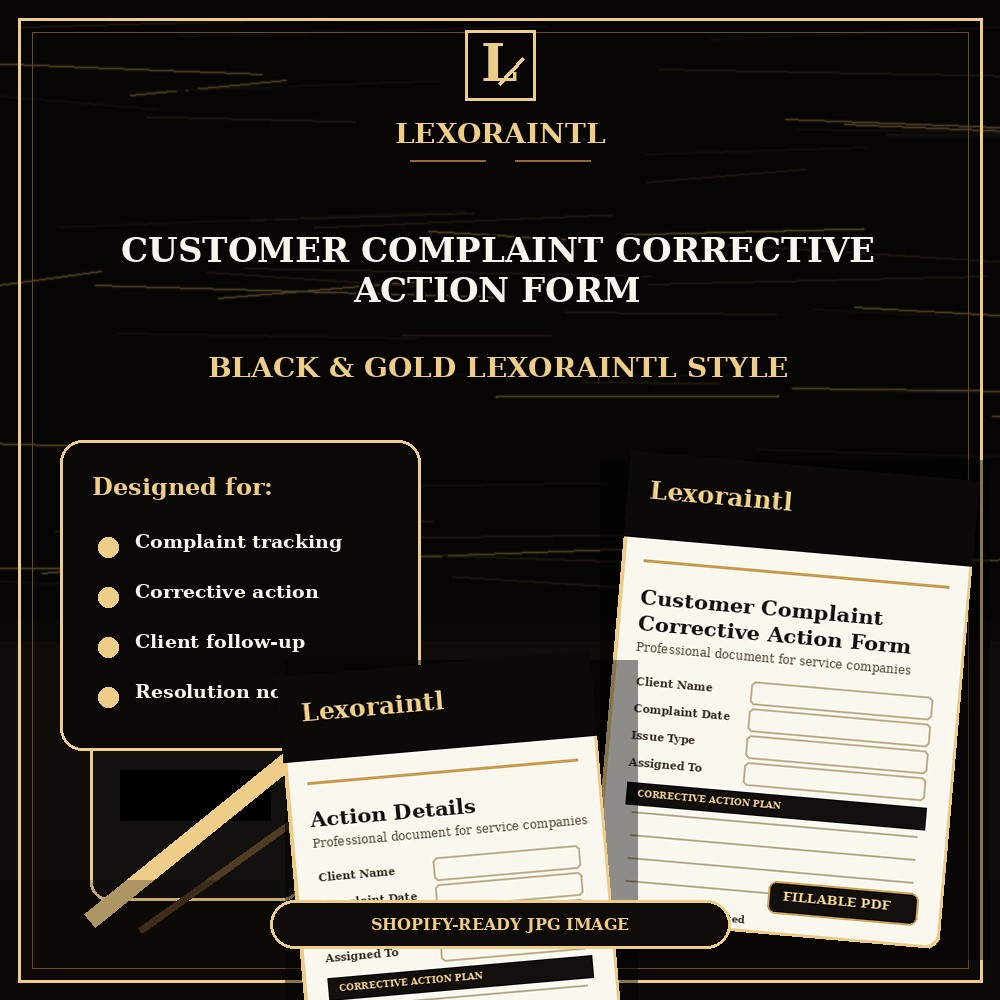 Handyman Customer Complaint / Corrective Action Form Template — Fillable PDF