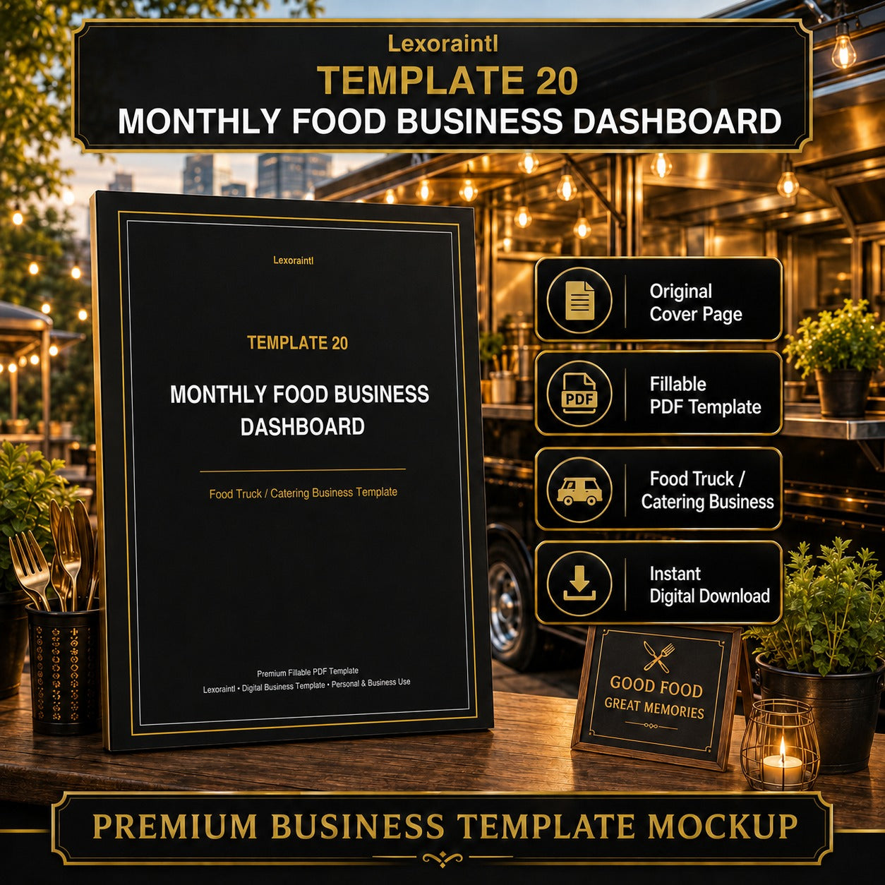 Monthly Food Business Dashboard Template — Fillable PDF