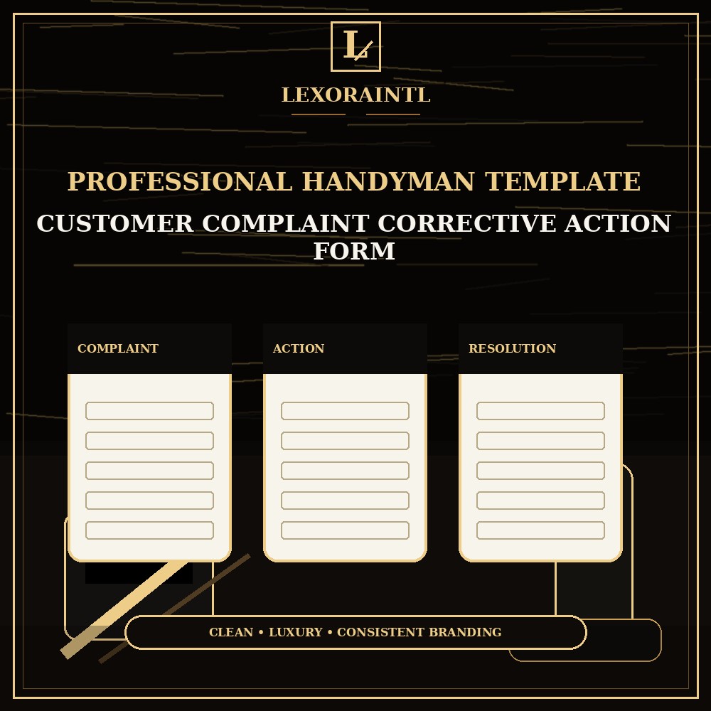 Handyman Customer Complaint / Corrective Action Form Template — Fillable PDF