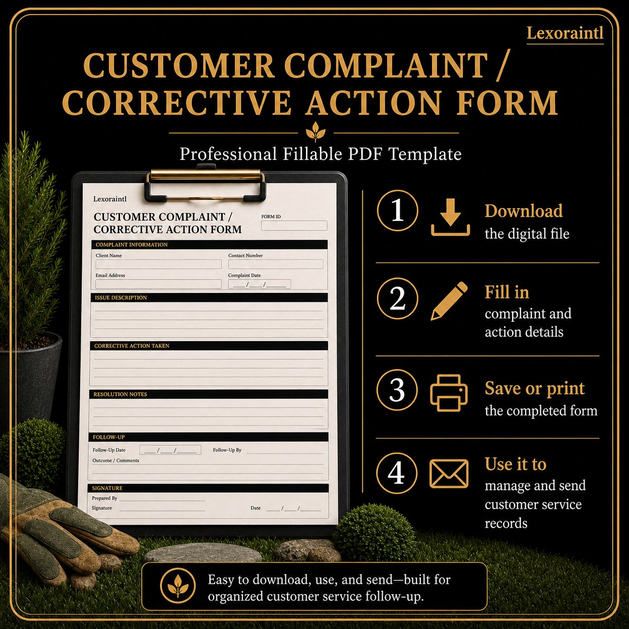 Customer Complaint / Corrective Action Form Template – Fillable PDF