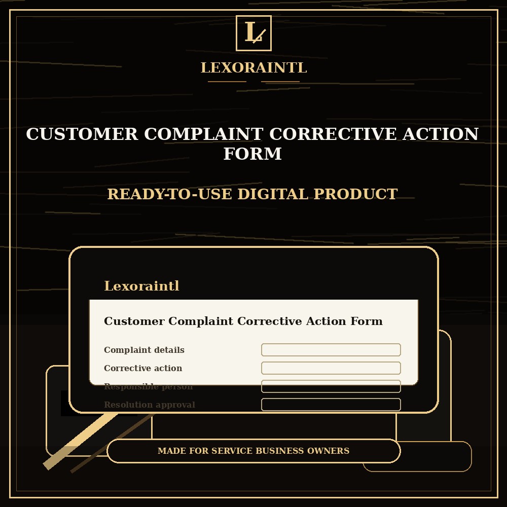 Handyman Customer Complaint / Corrective Action Form Template — Fillable PDF