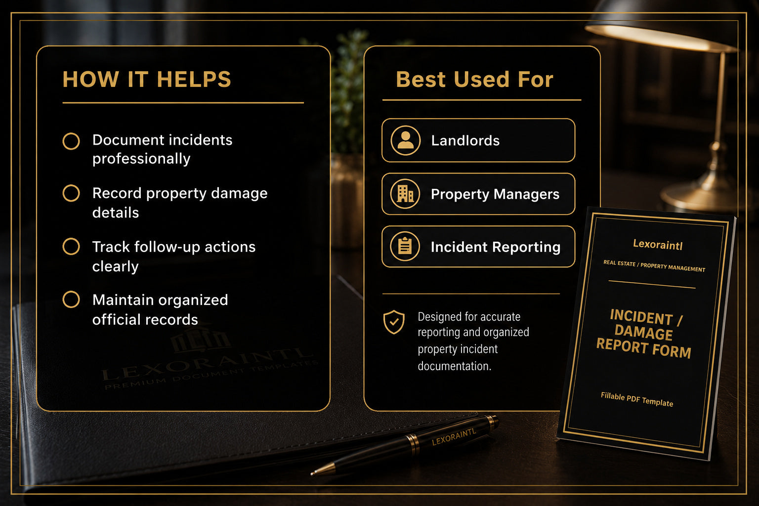 Incident / Damage Report Form Template | Fillable PDF for Landlords, Airbnb Hosts & Property Managers