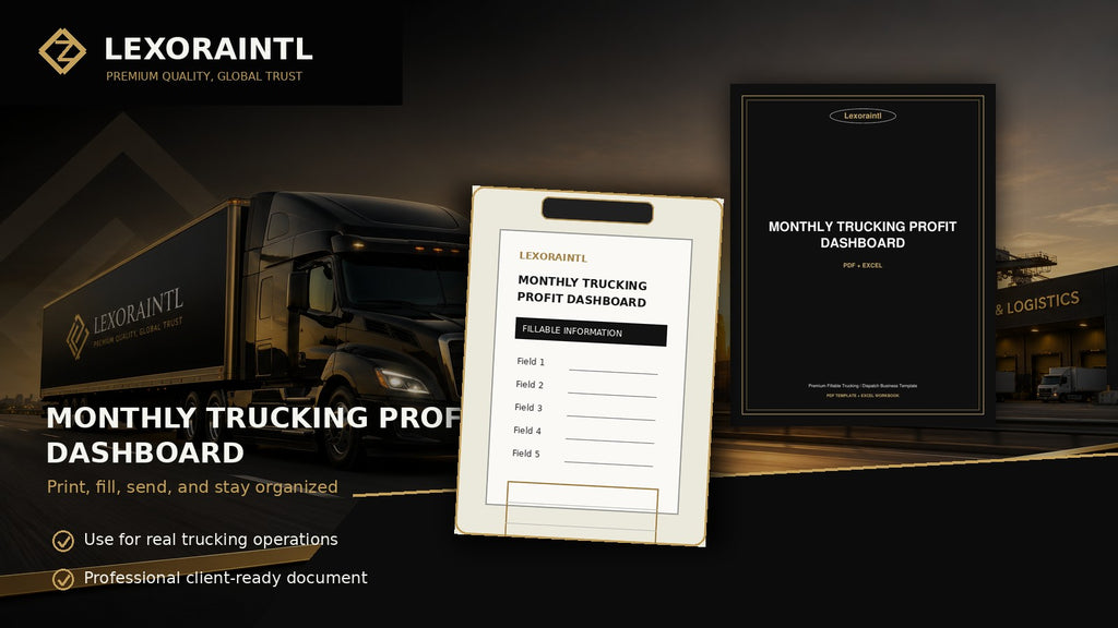 Monthly Trucking Profit Dashboard Template | Fillable PDF | Lexoraintl