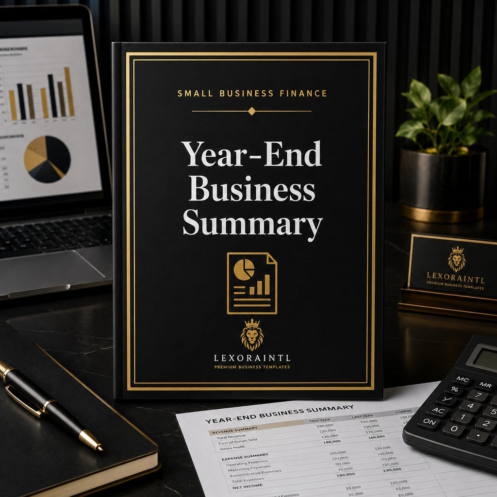 Year-End Business Summary Template | Fillable Small Business Finance PDF