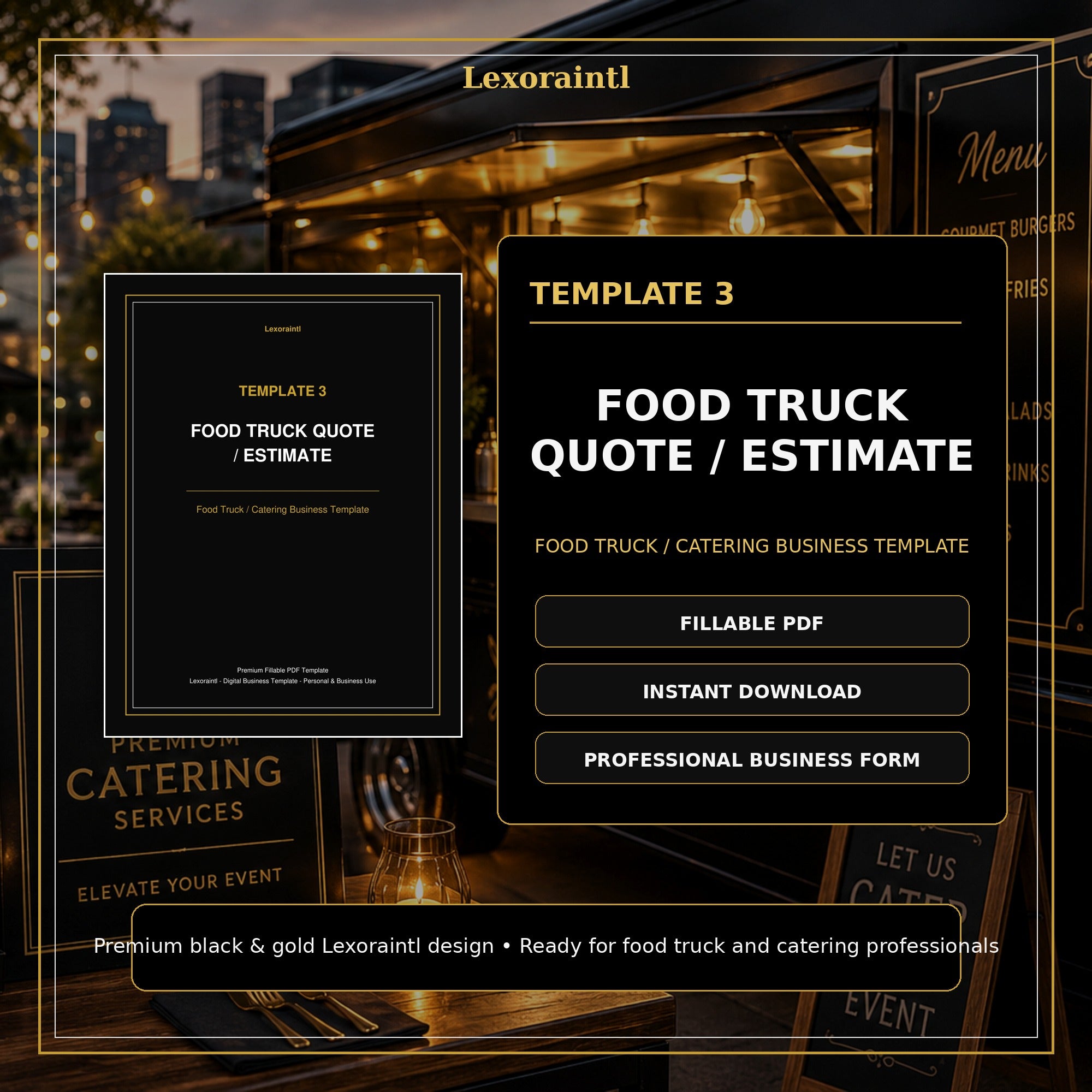 Food Truck Quote / Estimate Template — Fillable PDF + Excel