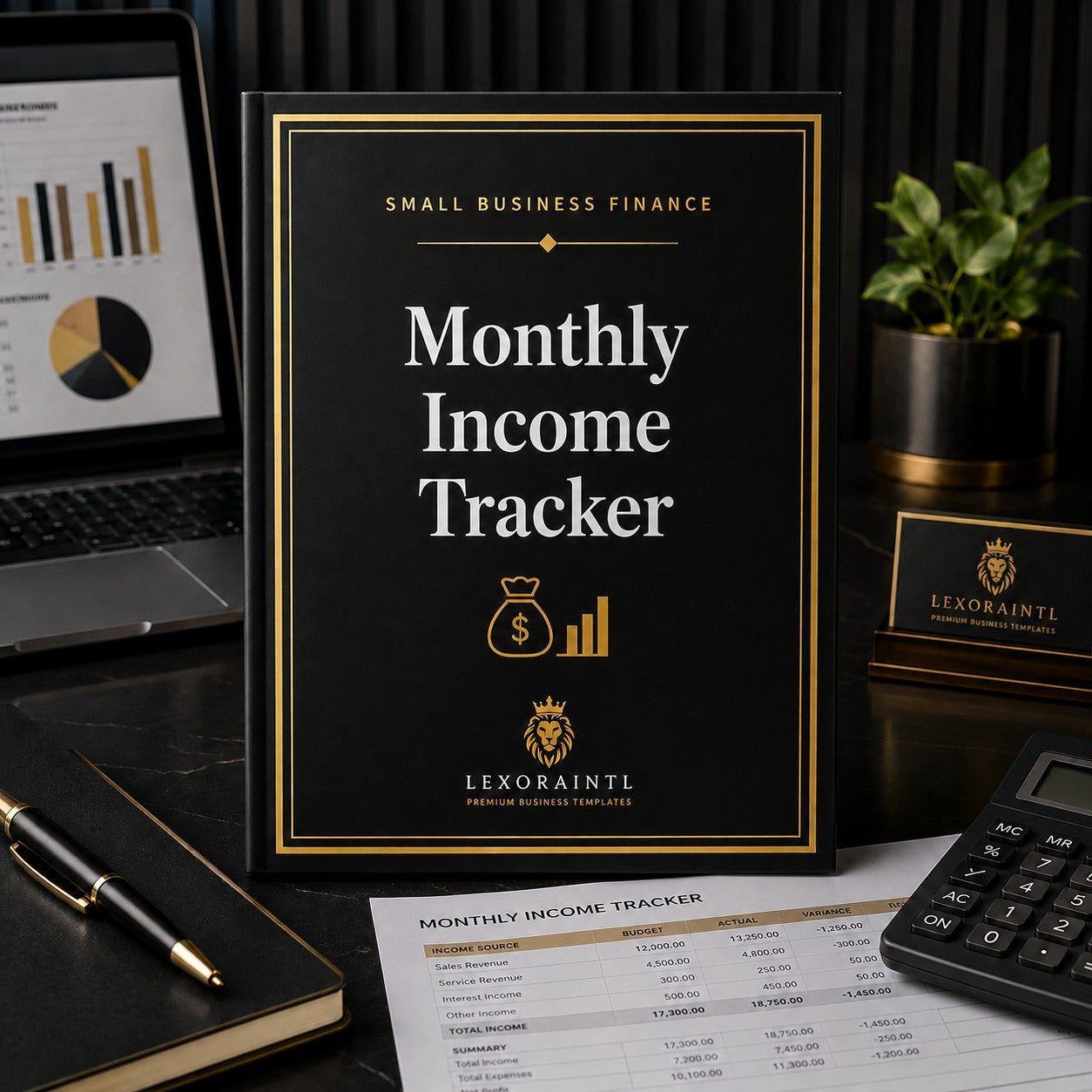 Monthly Income Tracker | Fillable Small Business Finance PDF