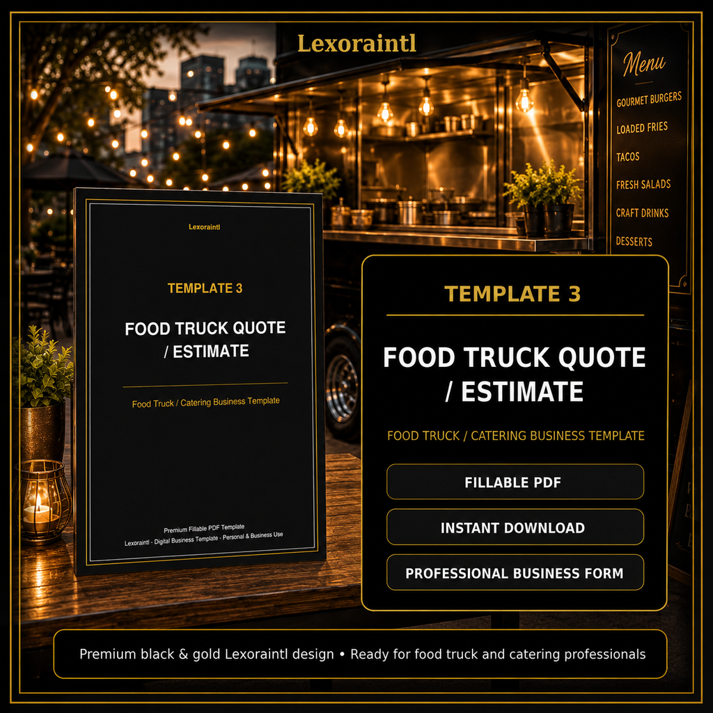 Food Truck Quote / Estimate Template — Fillable PDF + Excel