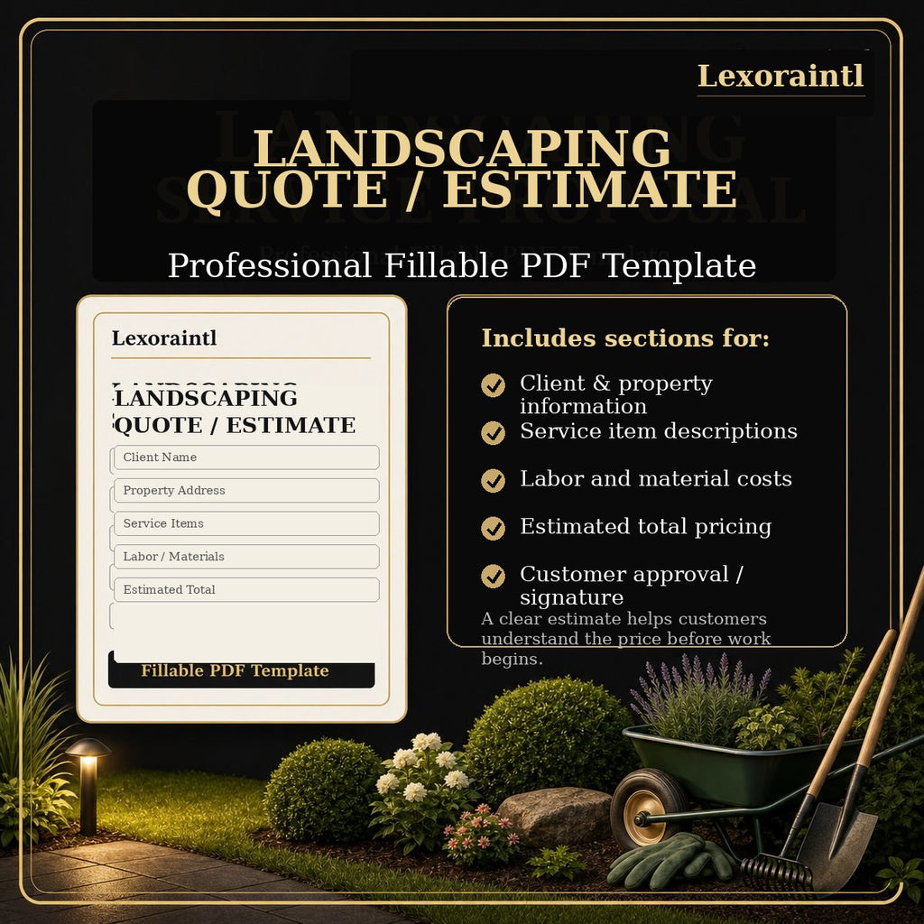 Landscaping Quote / Estimate Template – Fillable PDF