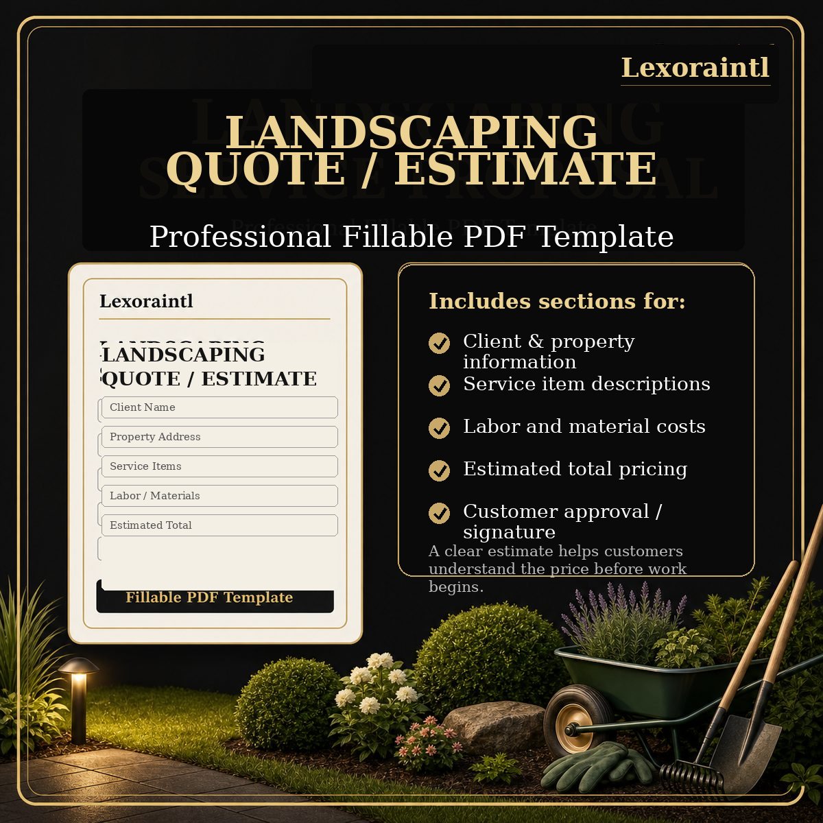 Landscaping Quote / Estimate Template – Fillable PDF