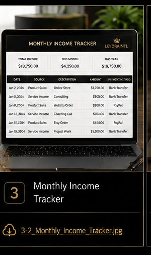 Monthly Income Tracker | Fillable Small Business Finance PDF