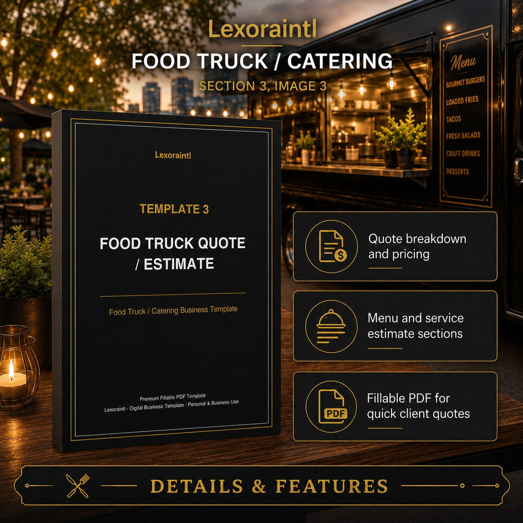 Food Truck Quote / Estimate Template — Fillable PDF + Excel