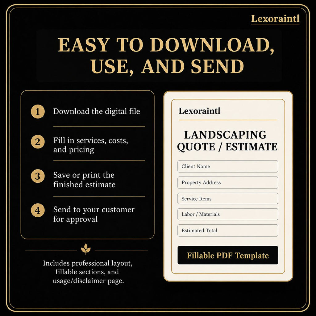 Landscaping Quote / Estimate Template – Fillable PDF
