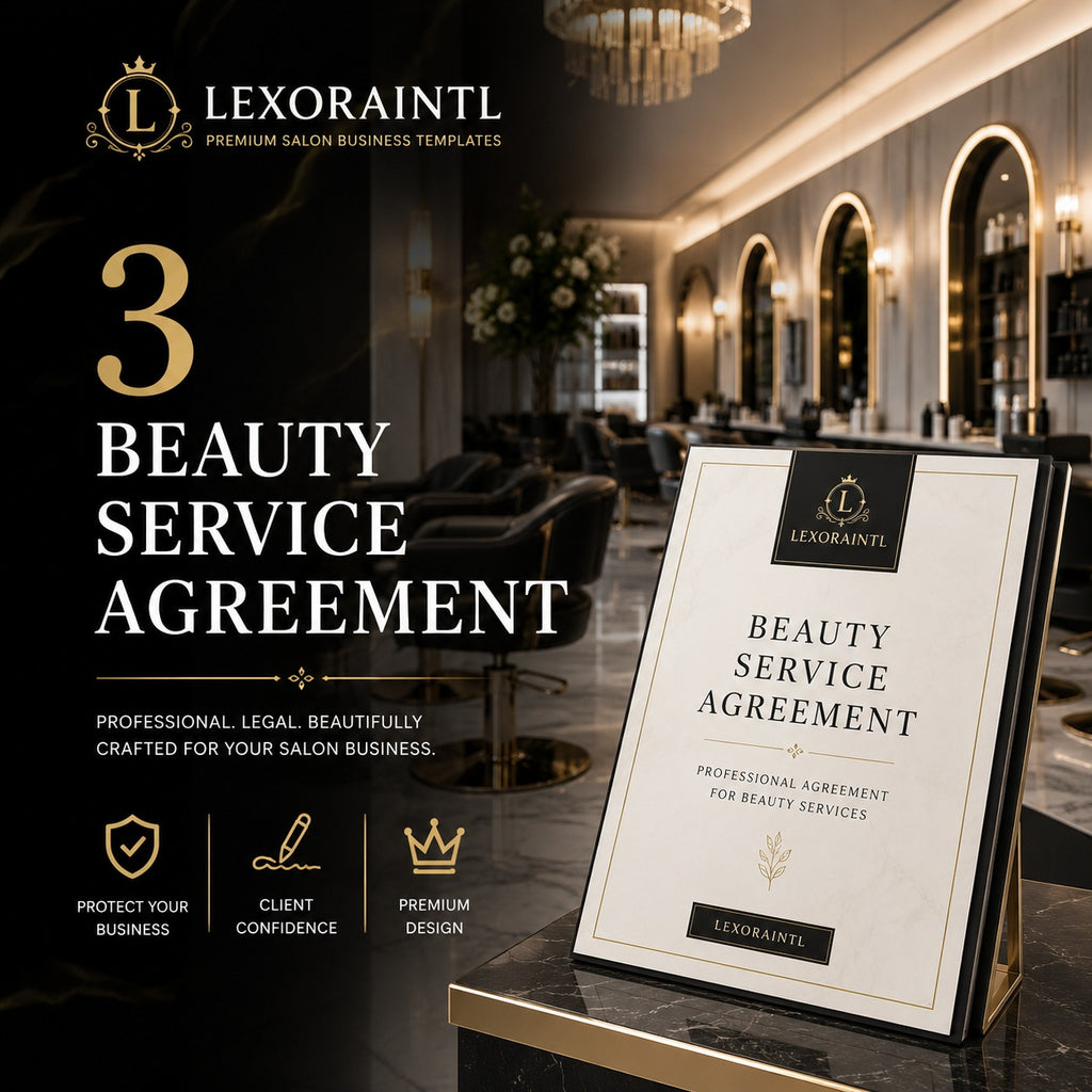 Beauty Service Agreement – Fillable PDF | Lexoraintl Salon Business Template