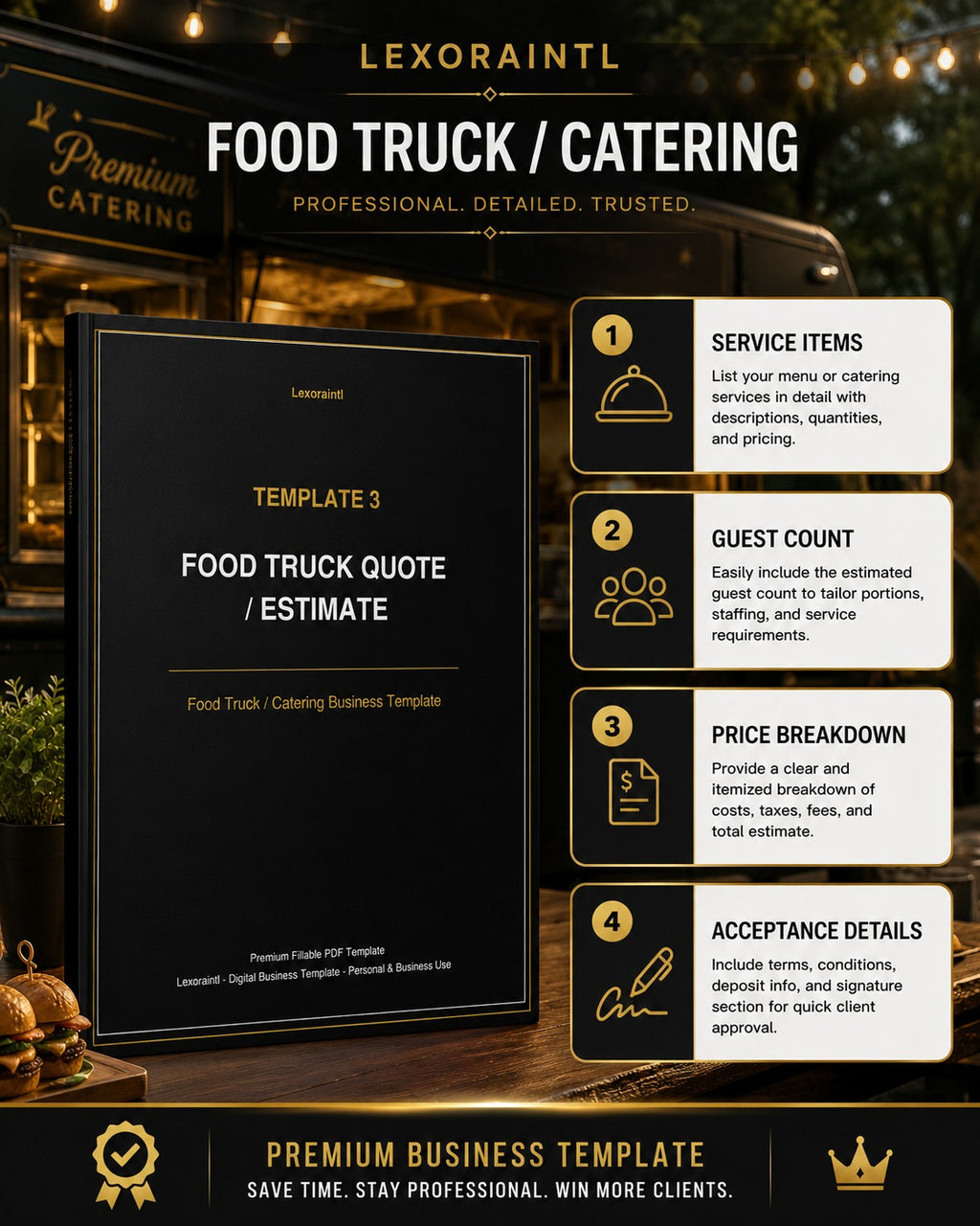 Food Truck Quote / Estimate Template — Fillable PDF + Excel