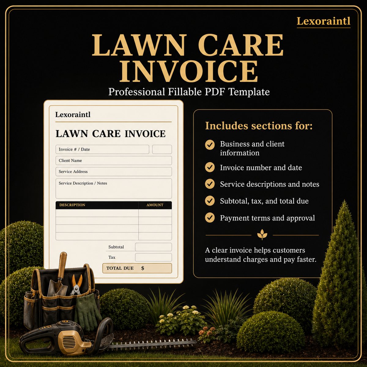 Lawn Care Invoice Template – Fillable PDF