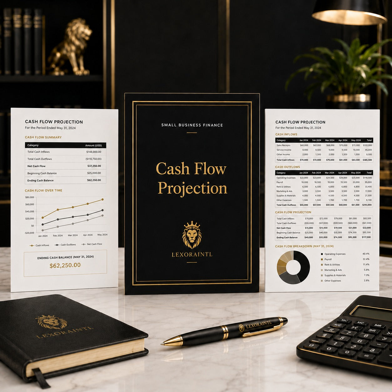 Cash Flow Projection Template | Fillable Small Business Finance PDF