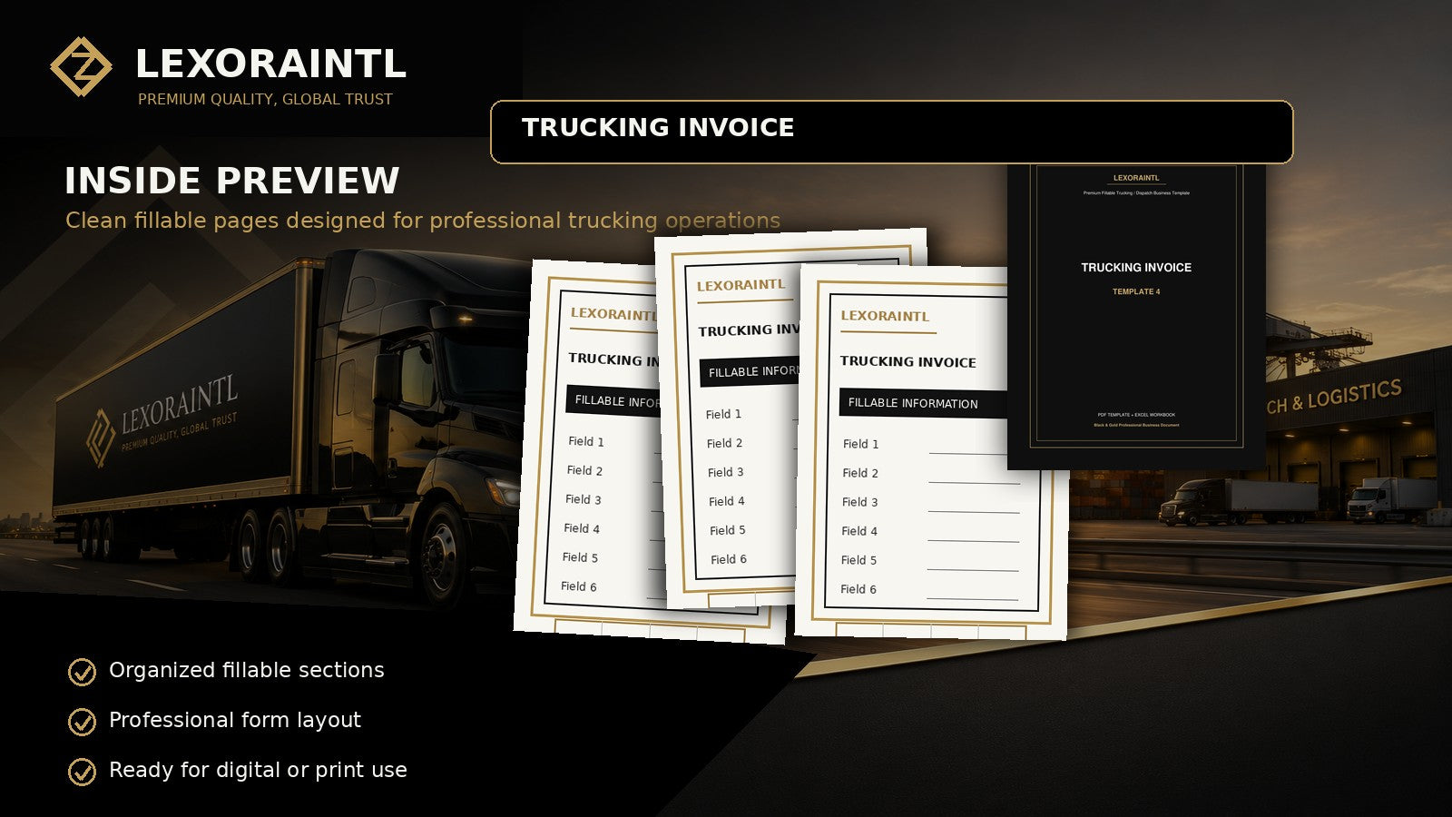 Trucking Invoice Template | Fillable PDF | Lexoraintl
