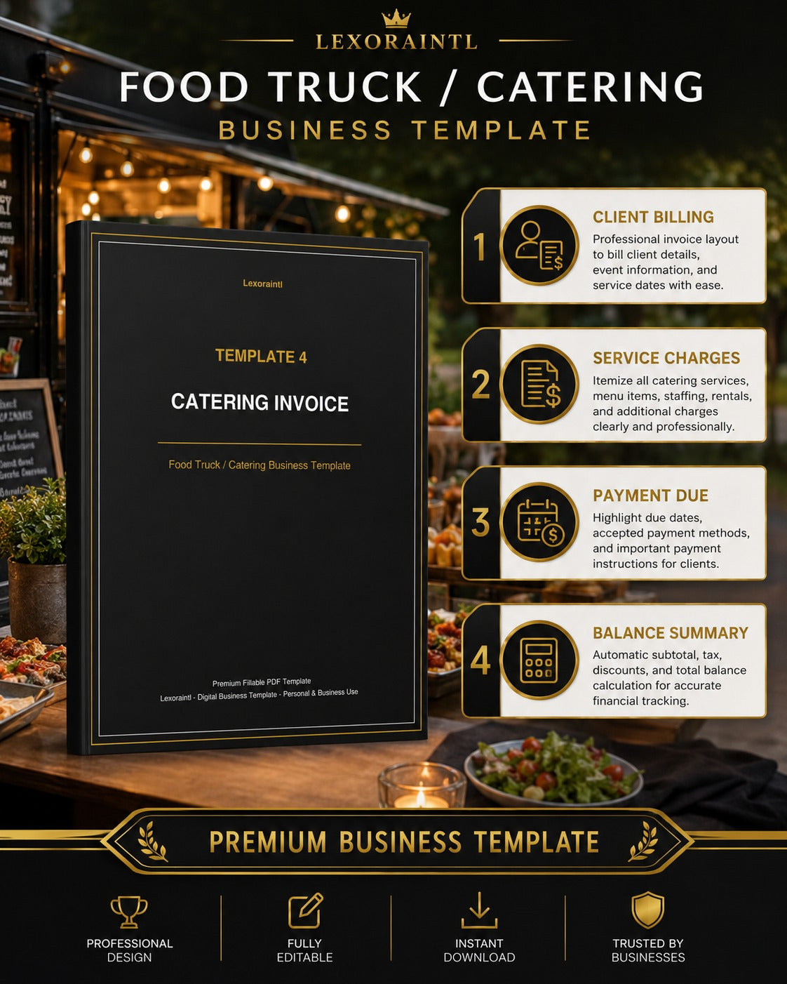 Catering Invoice Template — Fillable PDF + Excel