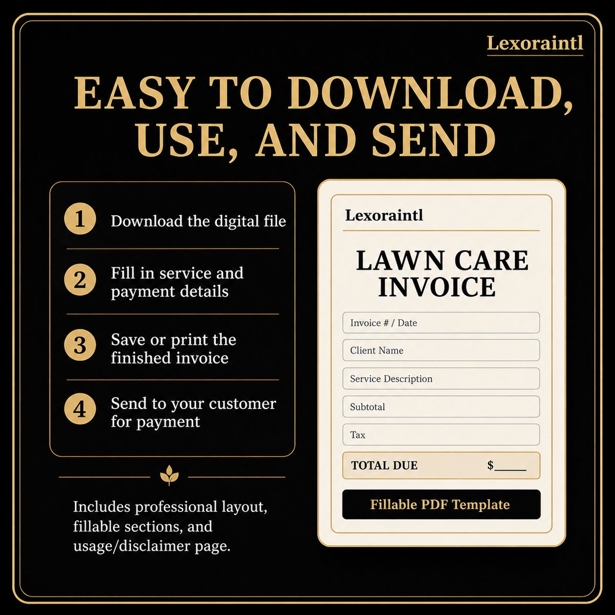 Lawn Care Invoice Template – Fillable PDF