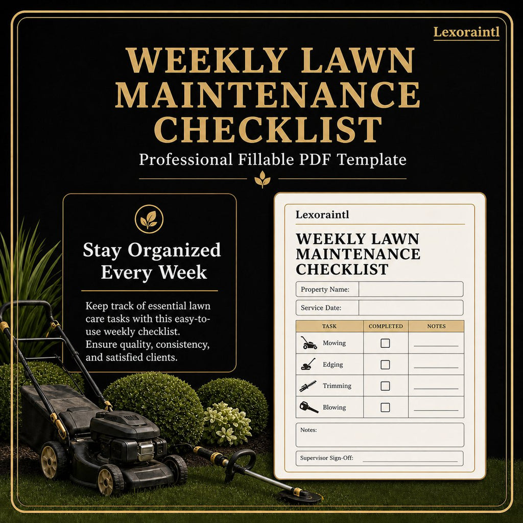Weekly Lawn Maintenance Checklist Template – Fillable PDF