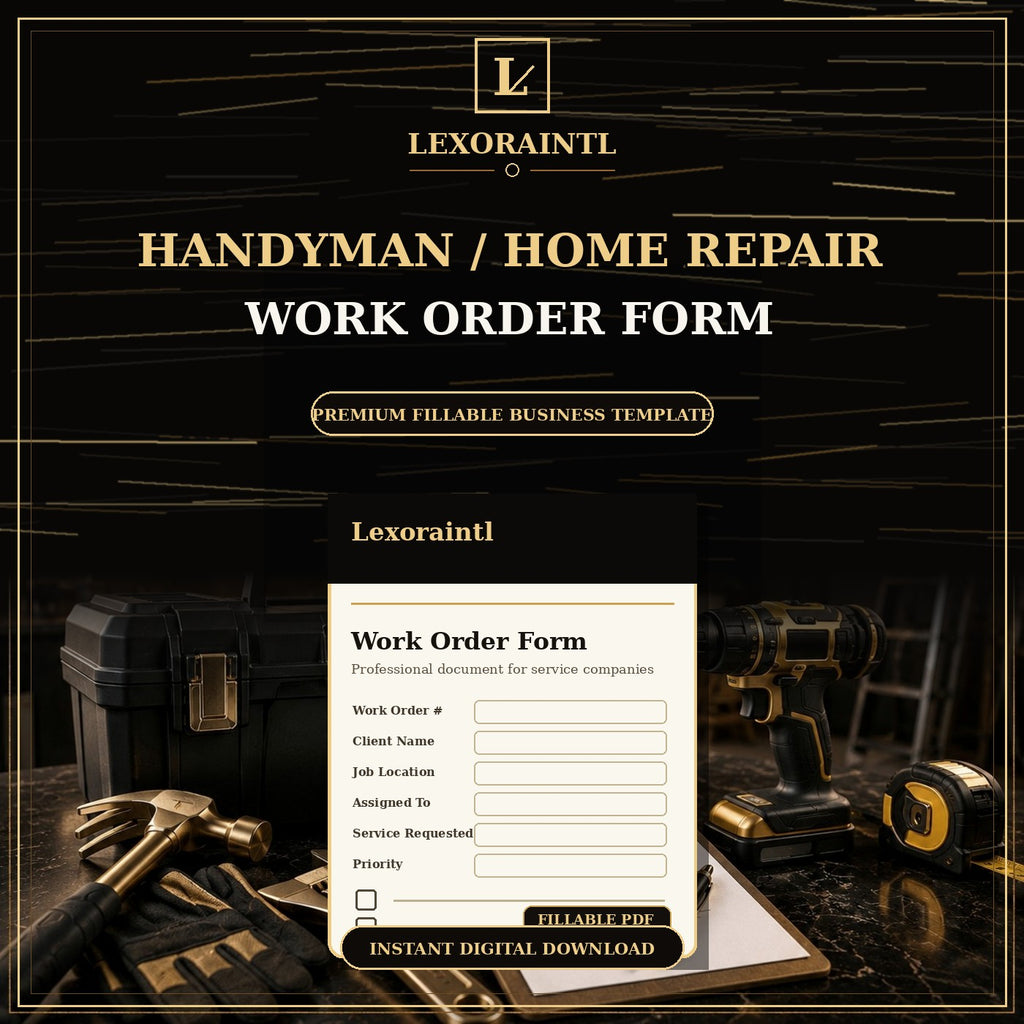 Handyman Work Order Form Template — Fillable PDF