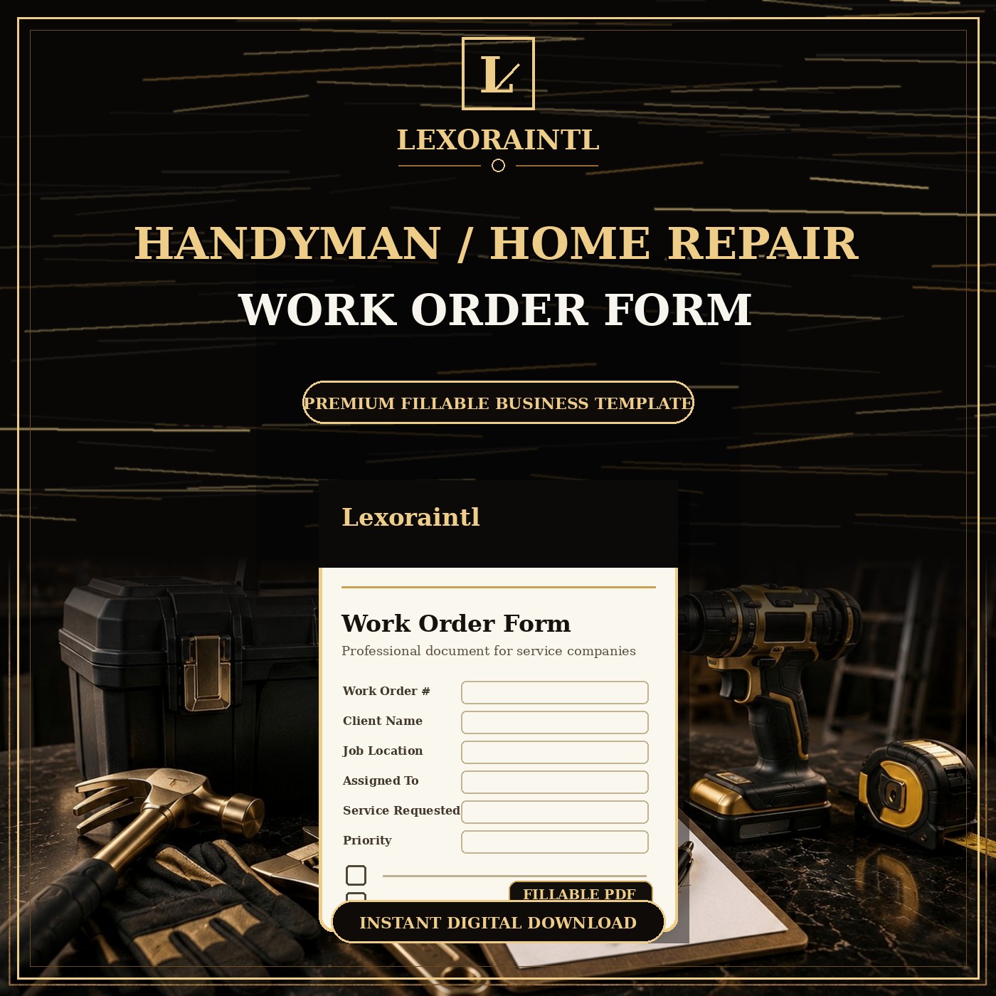 Handyman Work Order Form Template — Fillable PDF