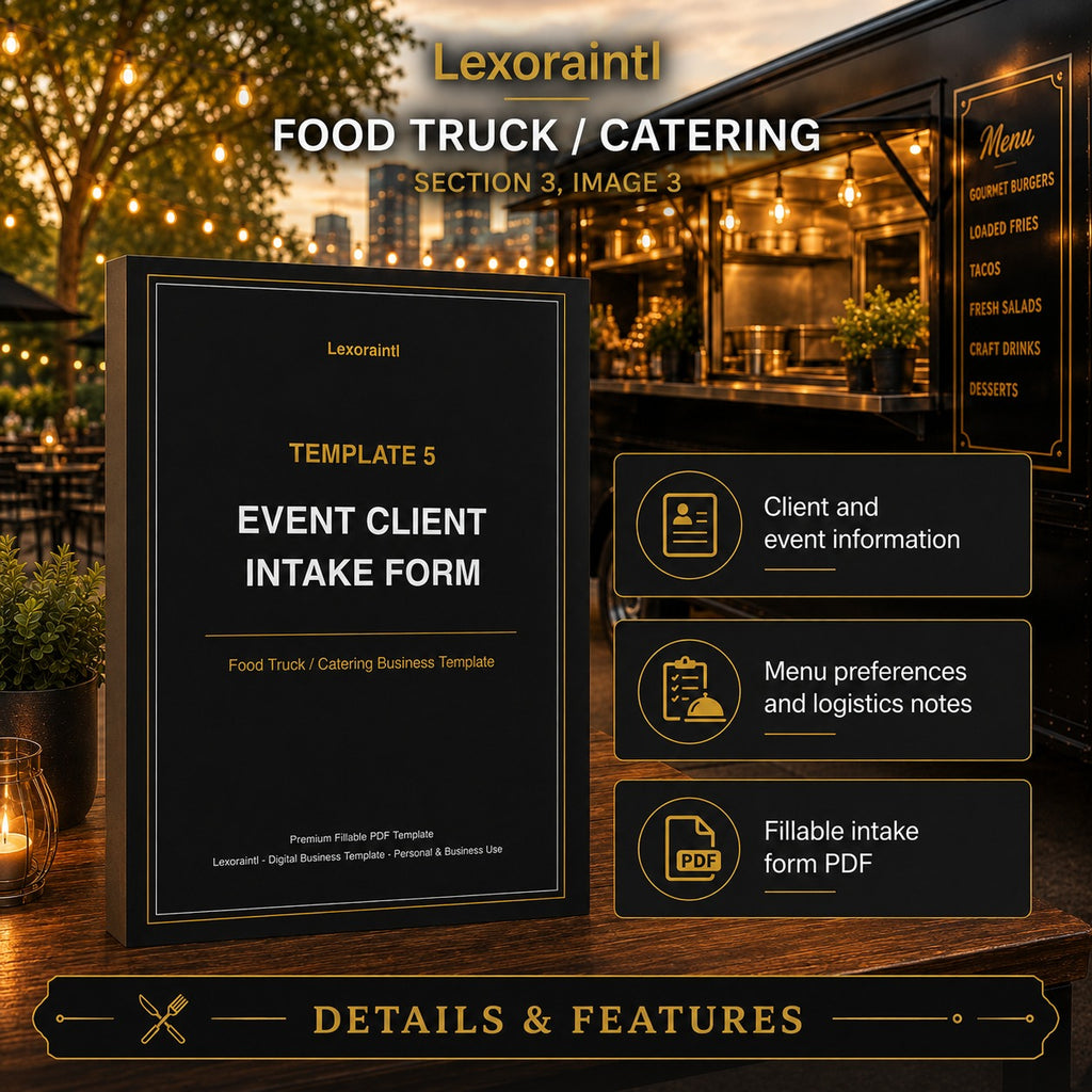 Event Client Intake Form Template — Fillable PDF
