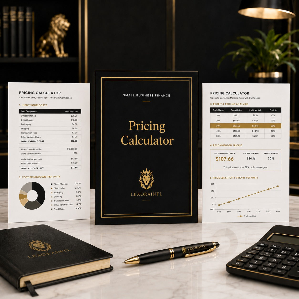 Pricing Calculator Template | Fillable Small Business Finance PDF