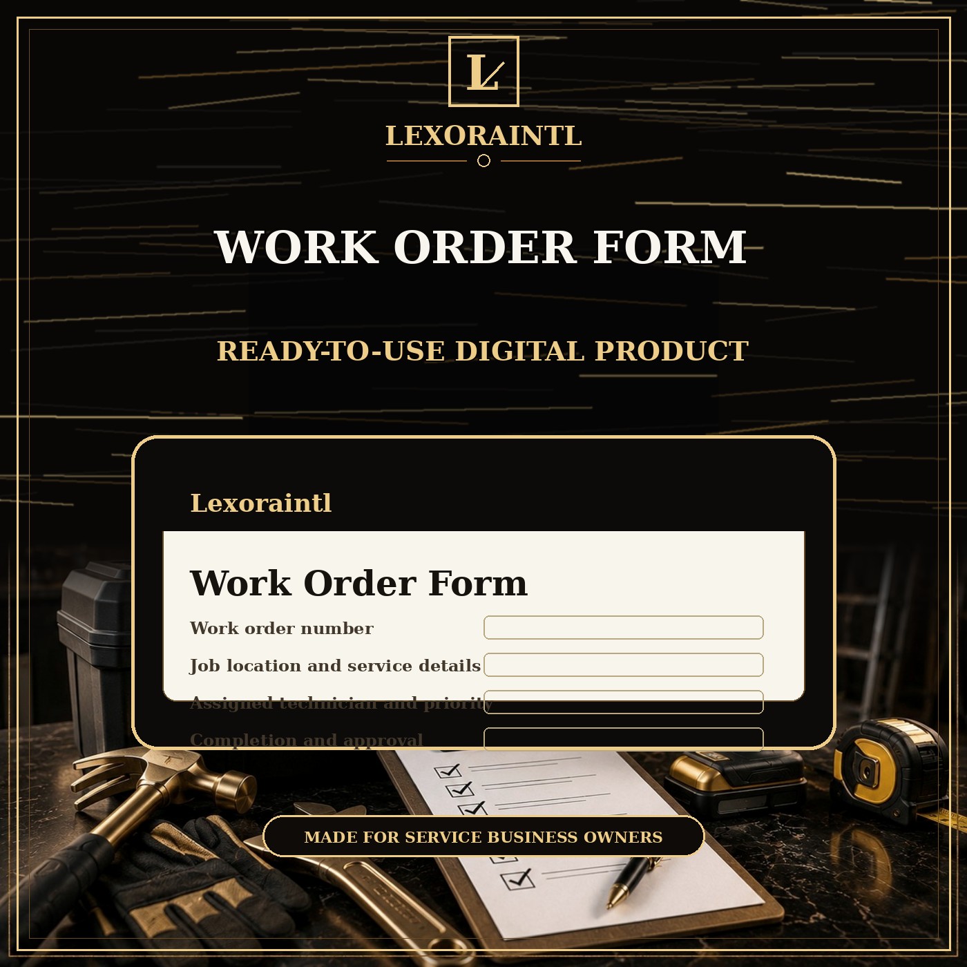 Handyman Work Order Form Template — Fillable PDF