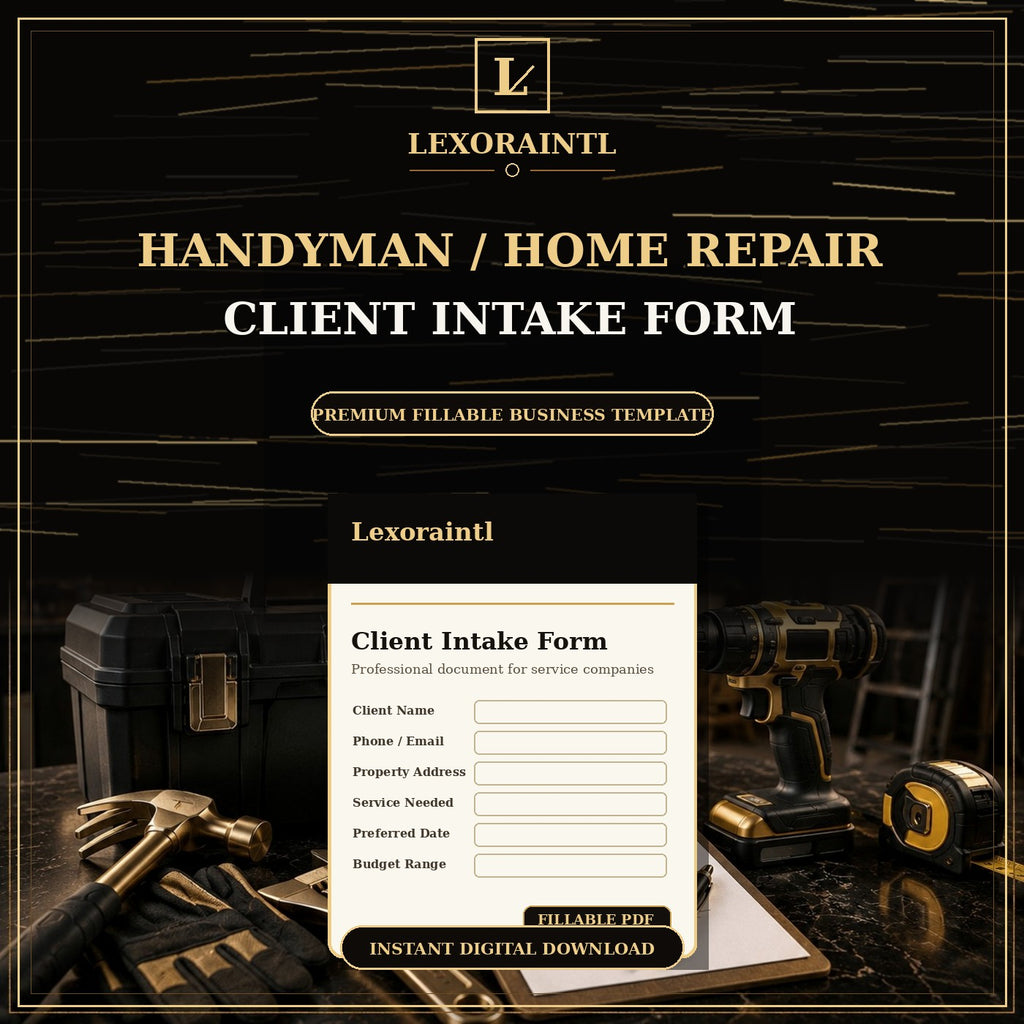 Handyman Client Intake Form Template — Fillable PDF