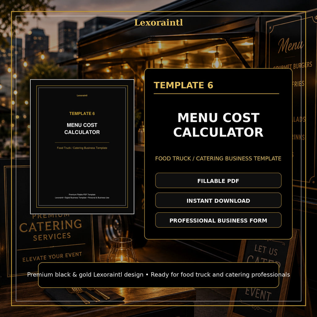 Menu Cost Calculator Template — Fillable PDF + Excel