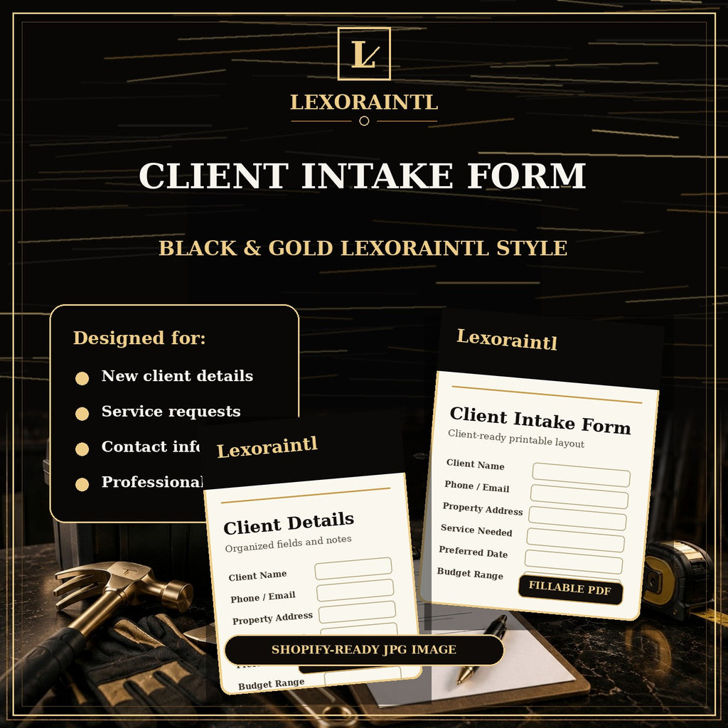 Handyman Client Intake Form Template — Fillable PDF