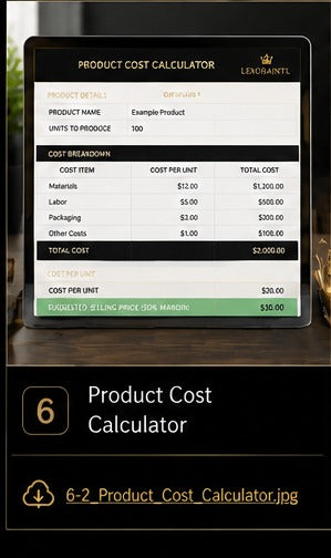 Product Cost Calculator Template | Fillable Small Business Finance PDF