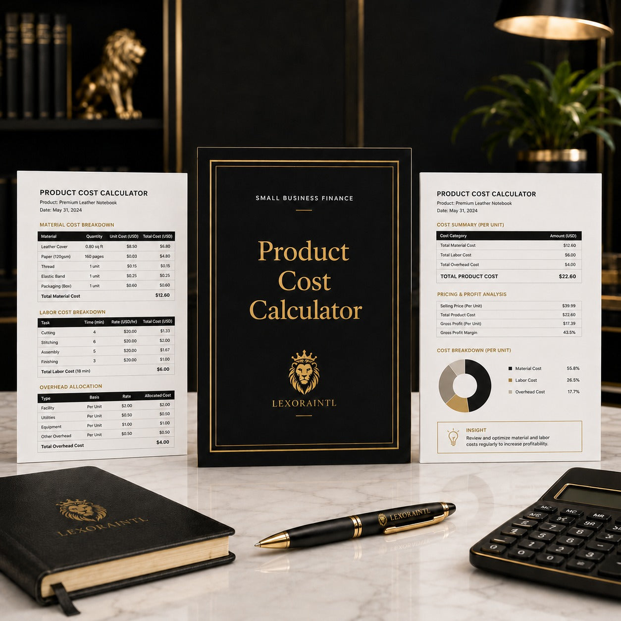 Product Cost Calculator Template | Fillable Small Business Finance PDF