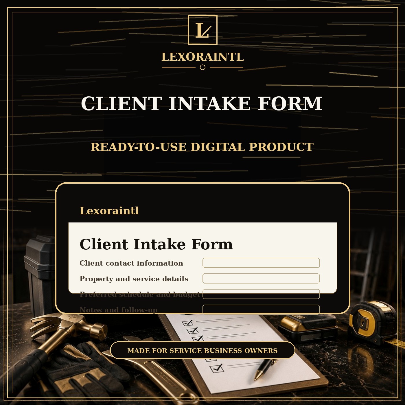 Handyman Client Intake Form Template — Fillable PDF