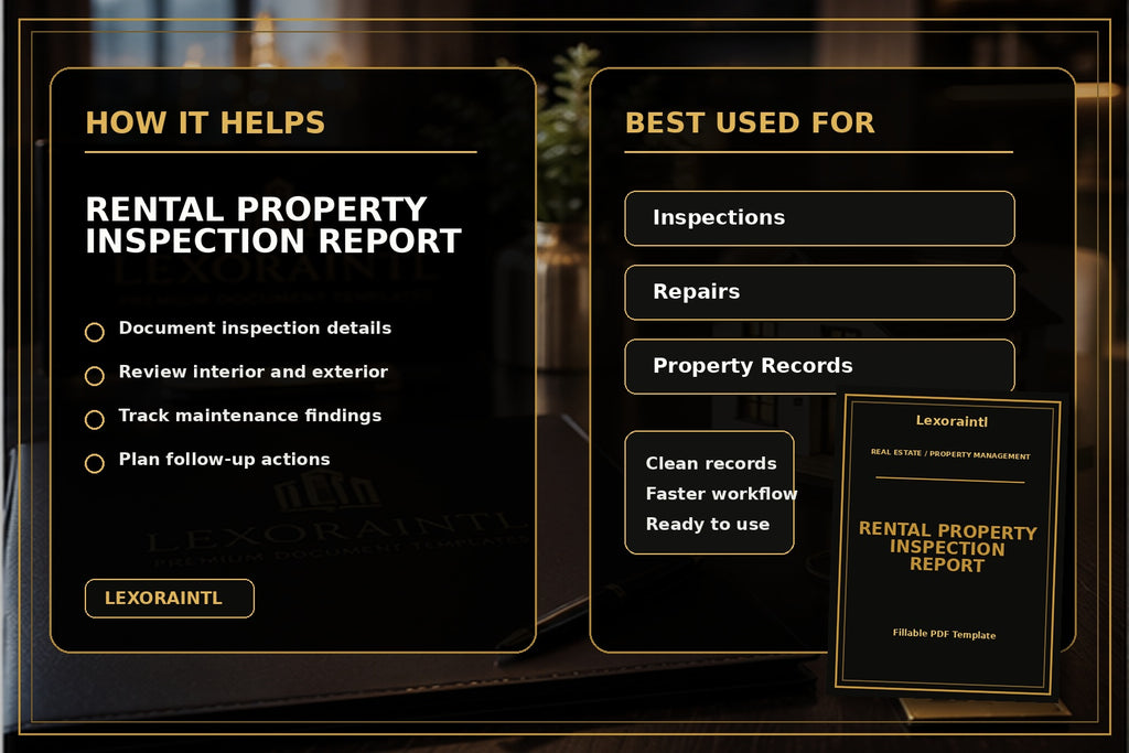Rental Property Inspection Report Template | Fillable PDF for Landlords & Property Managers