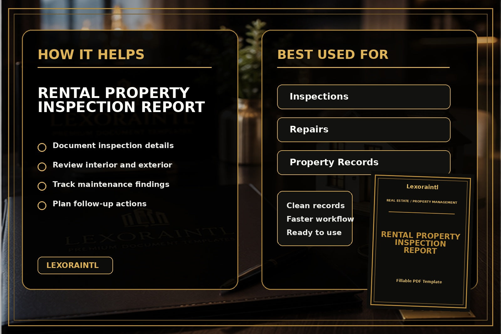 Rental Property Inspection Report Template | Fillable PDF for Landlords & Property Managers