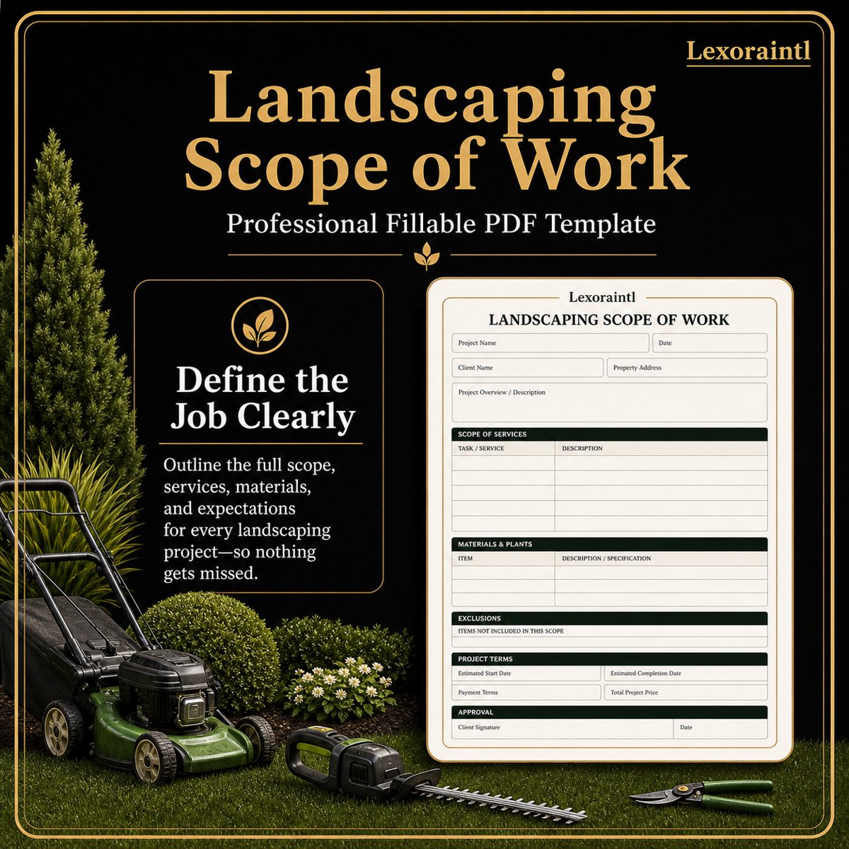 Landscaping Scope of Work Template – Fillable PDF