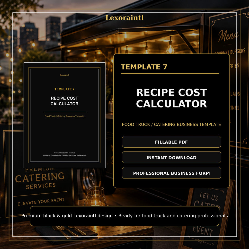 Recipe Cost Calculator Template — Fillable PDF + Excel