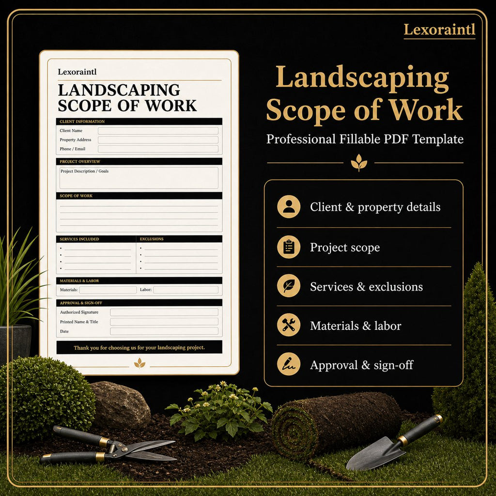 Landscaping Scope of Work Template – Fillable PDF